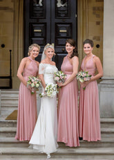 Celeste | Maurine Blush Convertible Chiffon Maxi Bridesmaid Dress with Multiway Infinity - Price #price_variant_lowest# - Blush - PromDressClub
